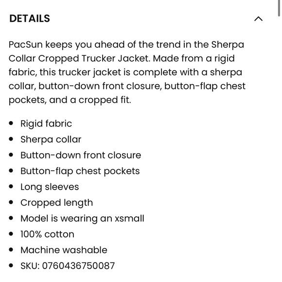 NWOT PacSun Sherpa Collar Cropped Trucker Jacket - Picture 3 of 7